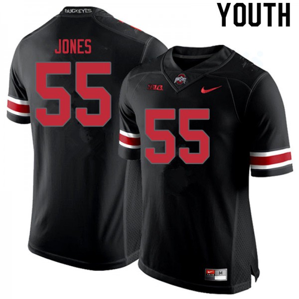 Ohio State Buckeyes #55 Matthew Jones Youth Stitched Jersey Blackout OSU10799